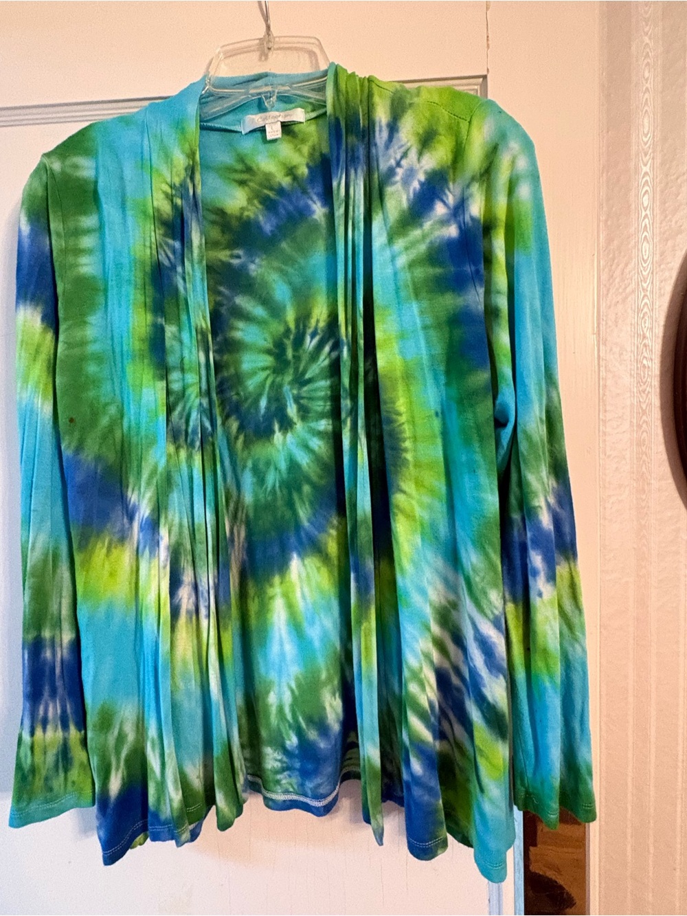 GG Collection Tie-Dye Open Cardigan - Blue & Green